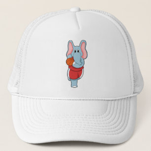 Elephant as Basketball player with Basketball Trucker Hat