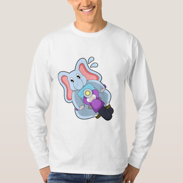 Elephant as Biker with Motorcycle.PNG T-Shirt (Front)