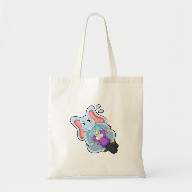 Elephant as Biker with Motorcycle.PNG Tote Bag (Front)