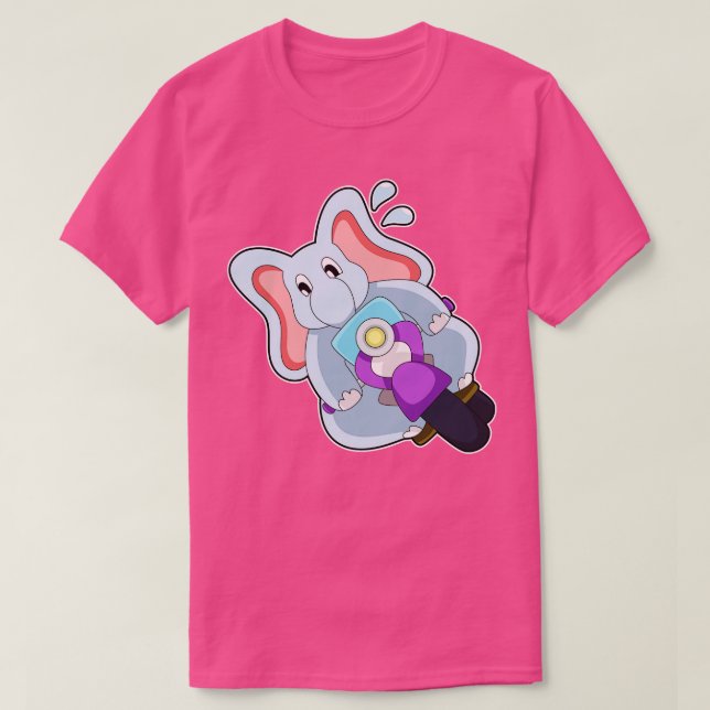 Elephant as Biker with Motorcycle T-Shirt (Design Front)