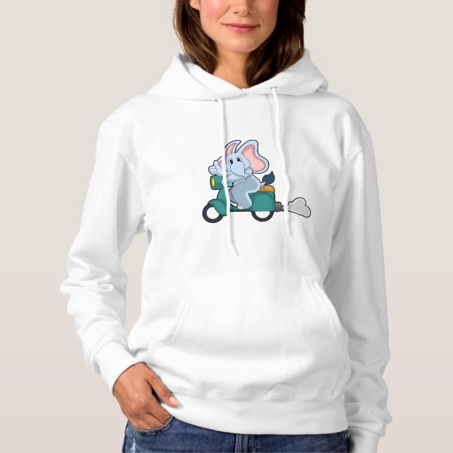 Elephant as Biker with Scooter Hoodie (Front)