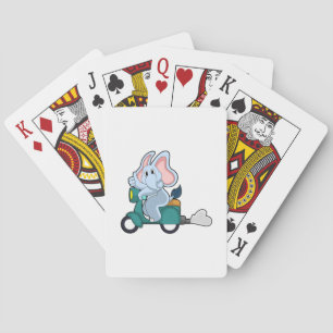 Elephant as Biker with Scooter Playing Cards