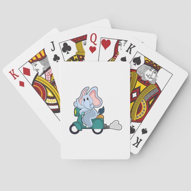 Elephant as Biker with Scooter Playing Cards (Back)