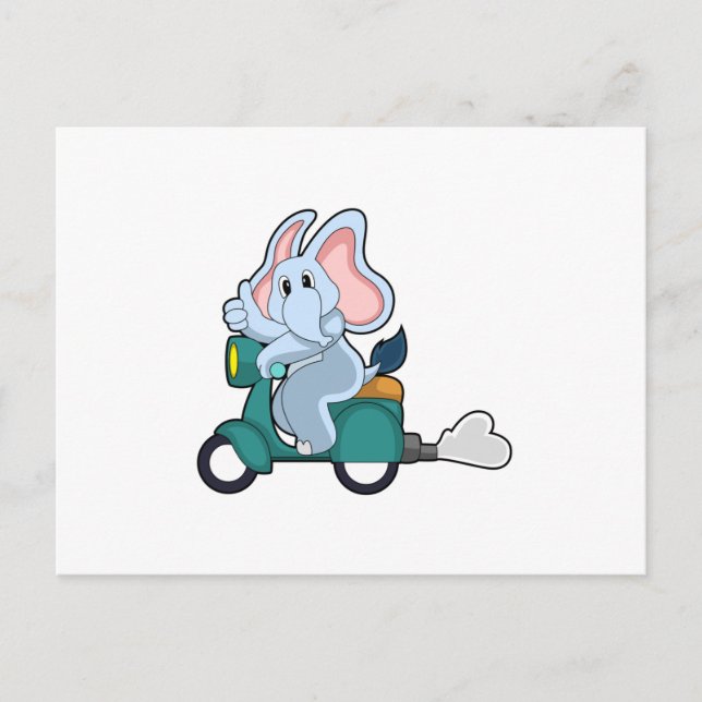 Elephant as Biker with Scooter Postcard (Front)