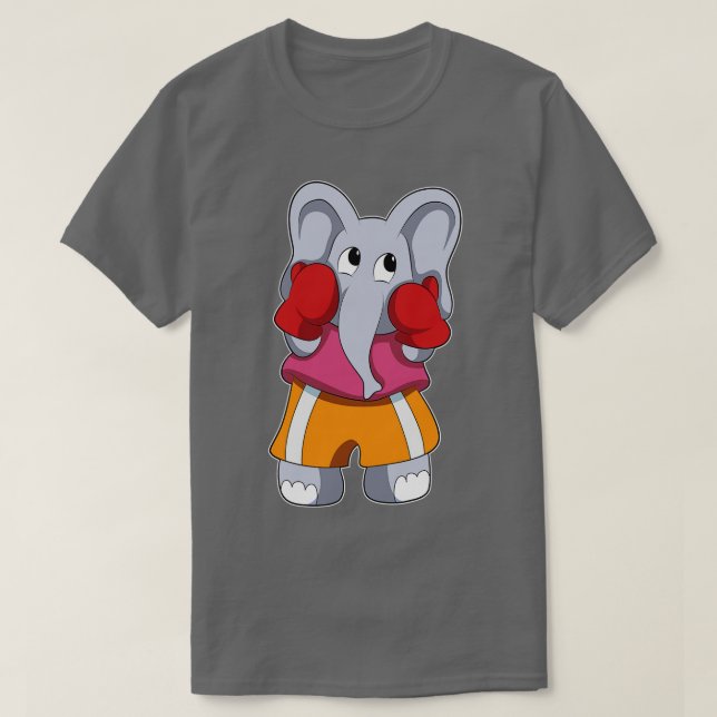 Elephant as Boxer with Boxing gloves T-Shirt (Design Front)