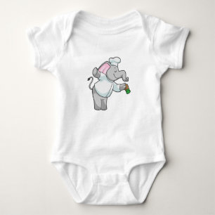Elephant as Chef with Salt shaker Baby Bodysuit
