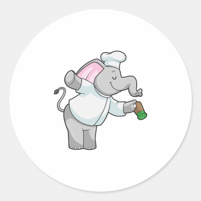 Elephant as Chef with Salt shaker Classic Round Sticker (Front)