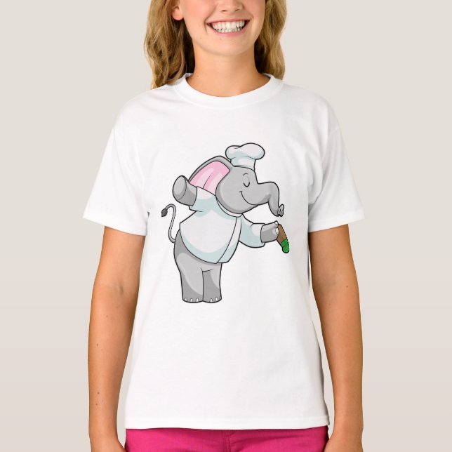 Elephant as Chef with Salt shaker T-Shirt (Front)