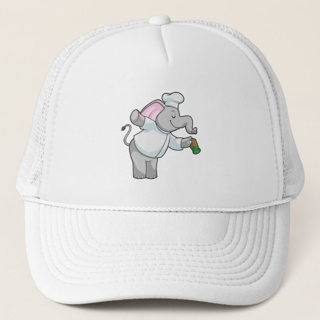 Elephant as Chef with Salt shaker Trucker Hat (Front)