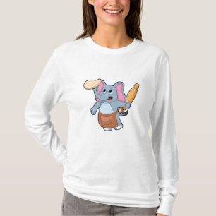 Elephant as Cook with Rolling pin & Dough T-Shirt