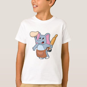 Elephant as Cook with Rolling pin & Dough T-Shirt