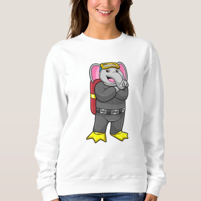 Elephant as Diver with Diving goggles Sweatshirt (Front)