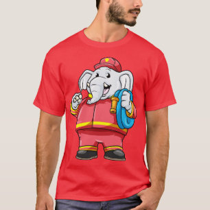 Elephant as firefighter with hose 1 T-Shirt