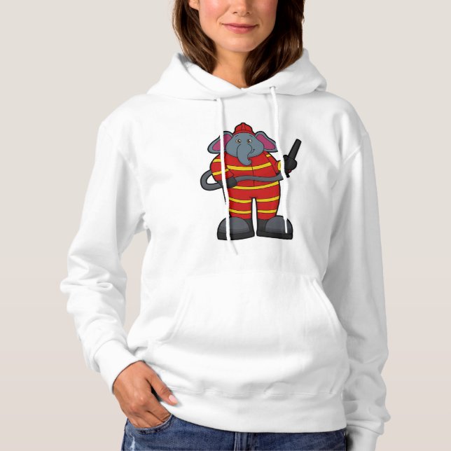 Elephant as Firefighter with Hose Hoodie (Front)
