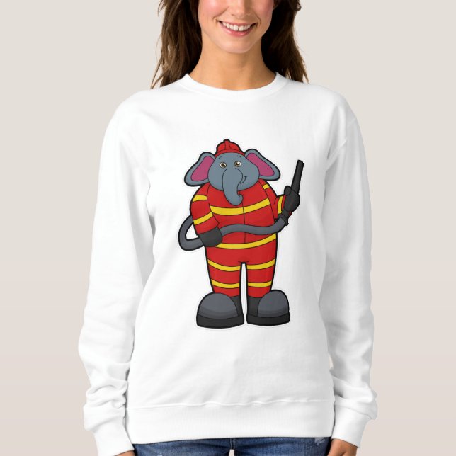 Elephant as Firefighter with Hose Sweatshirt (Front)