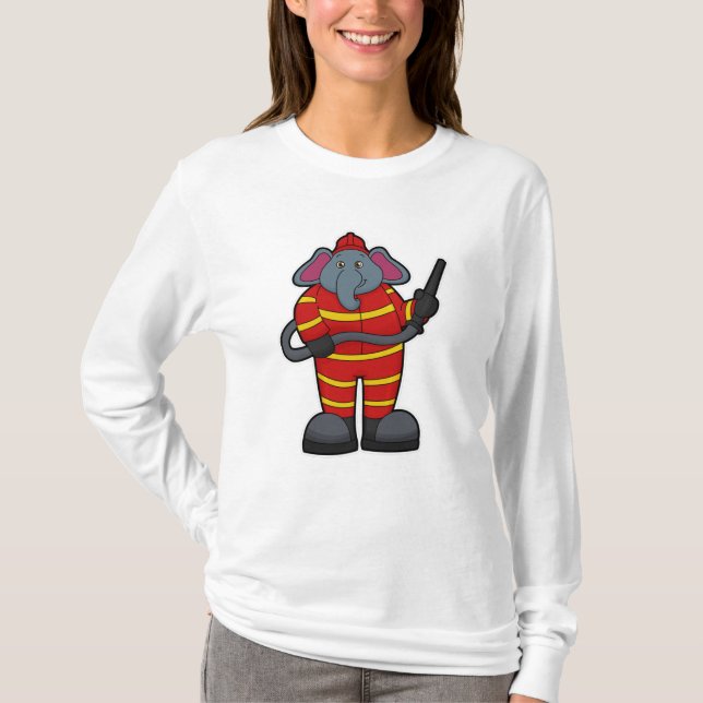 Elephant as Firefighter with Hose T-Shirt (Front)