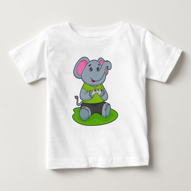 Elephant as Gamer Baby T-Shirt (Front)