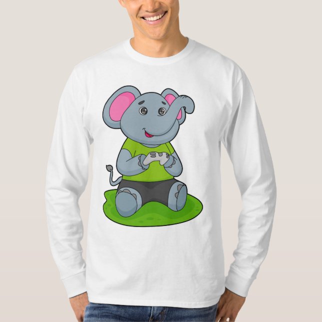 Elephant as Gamer T-Shirt (Front)