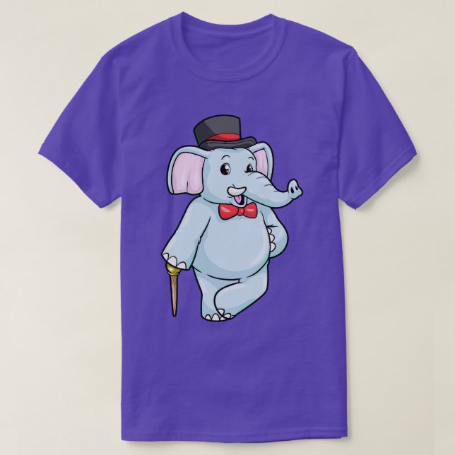 Elephant as Gentleman with Hat Bow tie T-Shirt (Design Front)