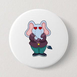 Elephant as Groom with Suit.PNG 7.5 Cm Round Badge