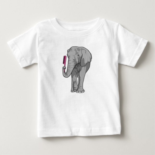 Elephant as Hairdresser with Comb Baby T-Shirt (Front)
