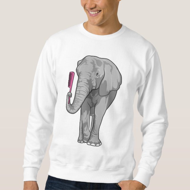 Elephant as Hairdresser with Comb Sweatshirt (Front)