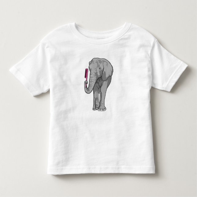 Elephant as Hairdresser with Comb Toddler T-Shirt (Front)