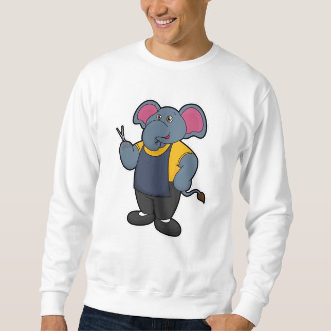 Elephant as Hairdresser with Scissors Sweatshirt (Front)