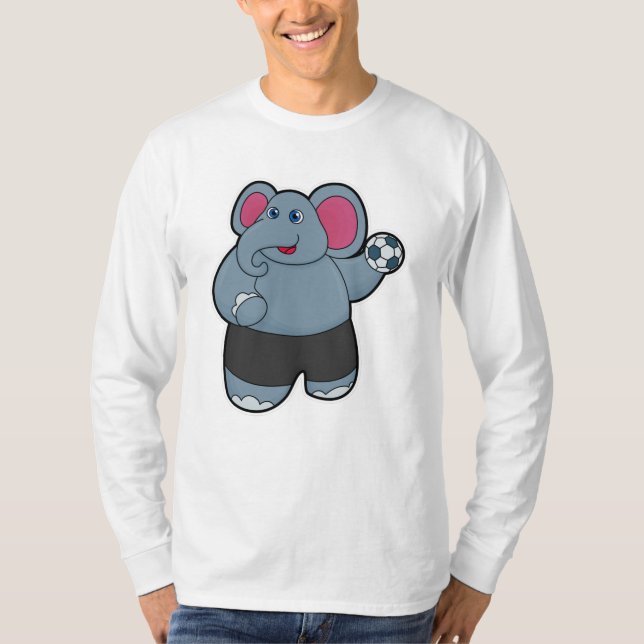 Elephant as Handball player with Handball ball T-Shirt (Front)