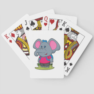 Elephant as Hiker with Backpack Playing Cards