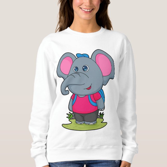 Elephant as Hiker with Backpack Sweatshirt (Front)