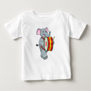Elephant as Musician with Drum Baby T-Shirt