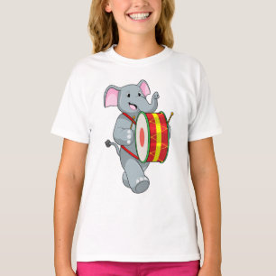 Elephant as Musician with Drum T-Shirt