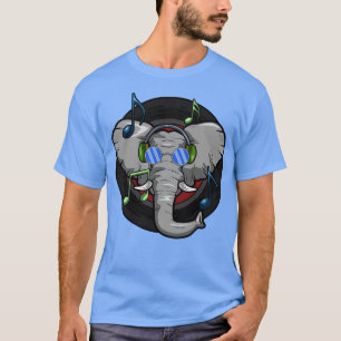 Elephant as Musician with Headphone T-Shirt