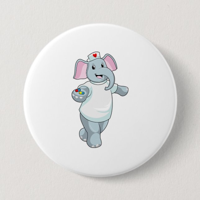 Elephant as Nurse with Medicine 7.5 Cm Round Badge (Front)