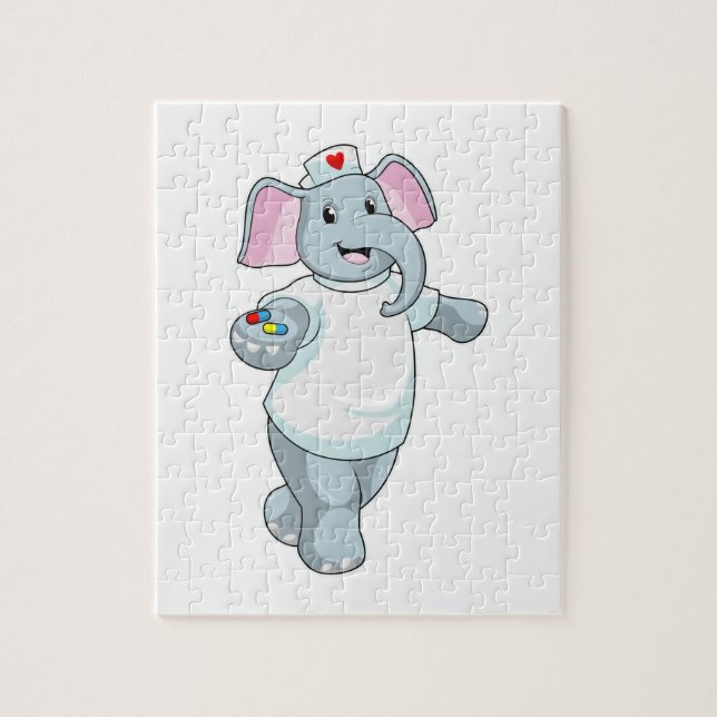 Elephant as Nurse with Medicine Jigsaw Puzzle (Vertical)