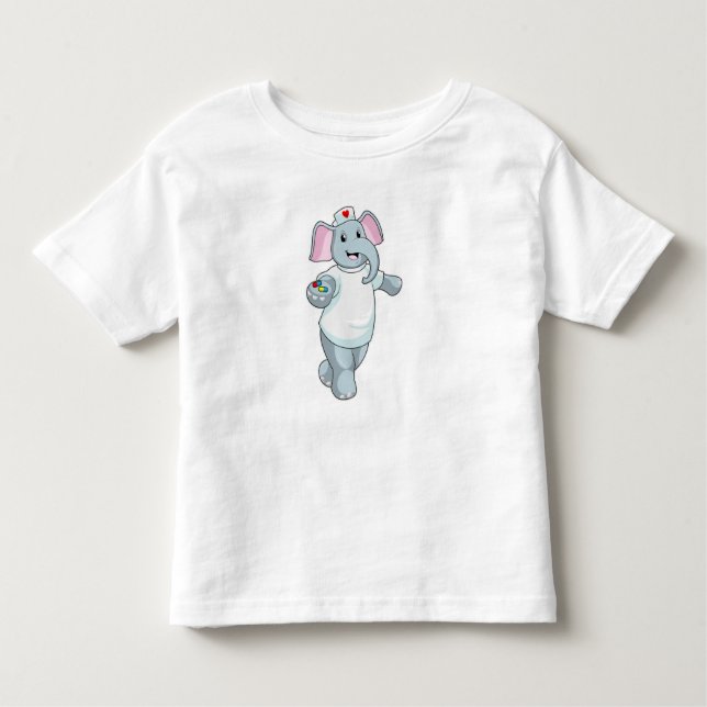 Elephant as Nurse with Medicine Toddler T-Shirt (Front)