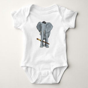 Elephant as Painter with Paint brush Baby Bodysuit