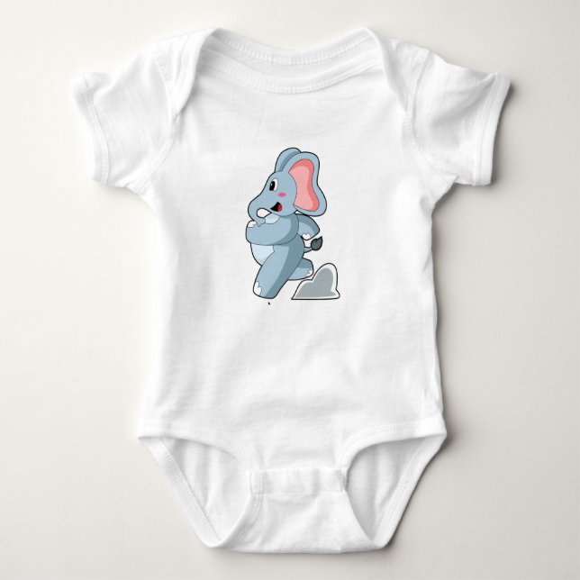 Elephant as Runner Baby Bodysuit (Front)