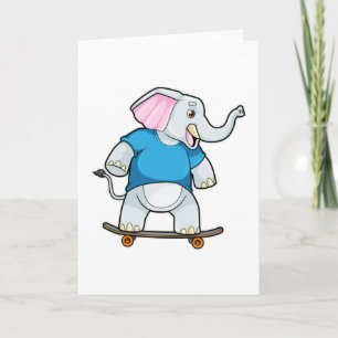 Elephant as Skater with Skateboard Card