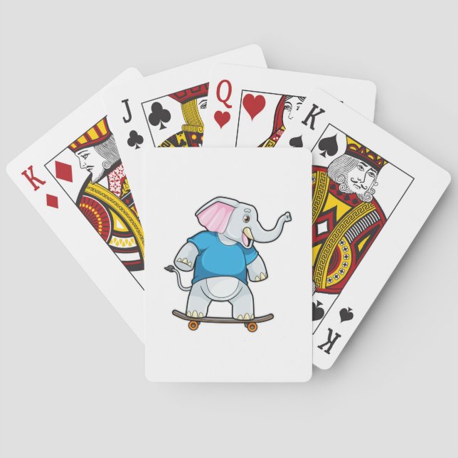 Elephant as Skater with Skateboard Playing Cards (Back)