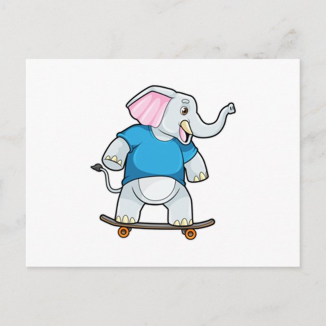 Elephant as Skater with Skateboard Postcard (Front)