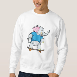 Elephant as Skater with Skateboard Sweatshirt