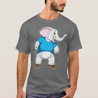 Elephant as Skater with Skateboard T-Shirt