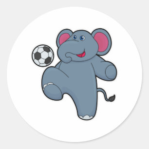 Elephant as Soccer player with Soccer ball Classic Round Sticker