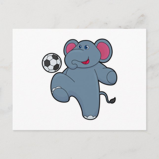 Elephant as Soccer player with Soccer ball Postcard (Front)