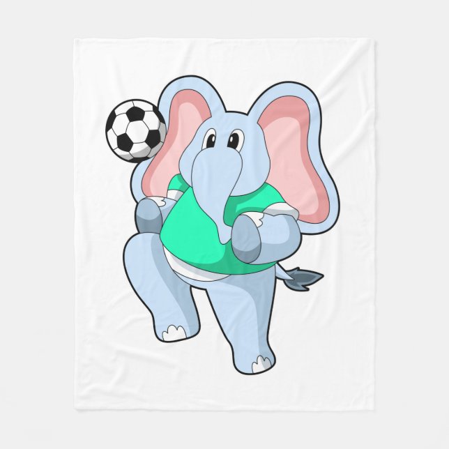 Elephant as Soccer player with Soccer.PNG Fleece Blanket (Front)