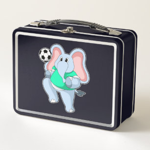Elephant as Soccer player with Soccer.PNG Metal Lunch Box