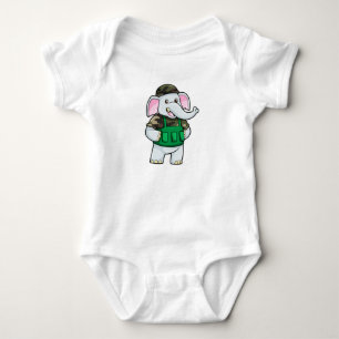 Elephant as Soldier with Uniform & Helmet Baby Bodysuit