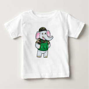 Elephant as Soldier with Uniform & Helmet Baby T-Shirt